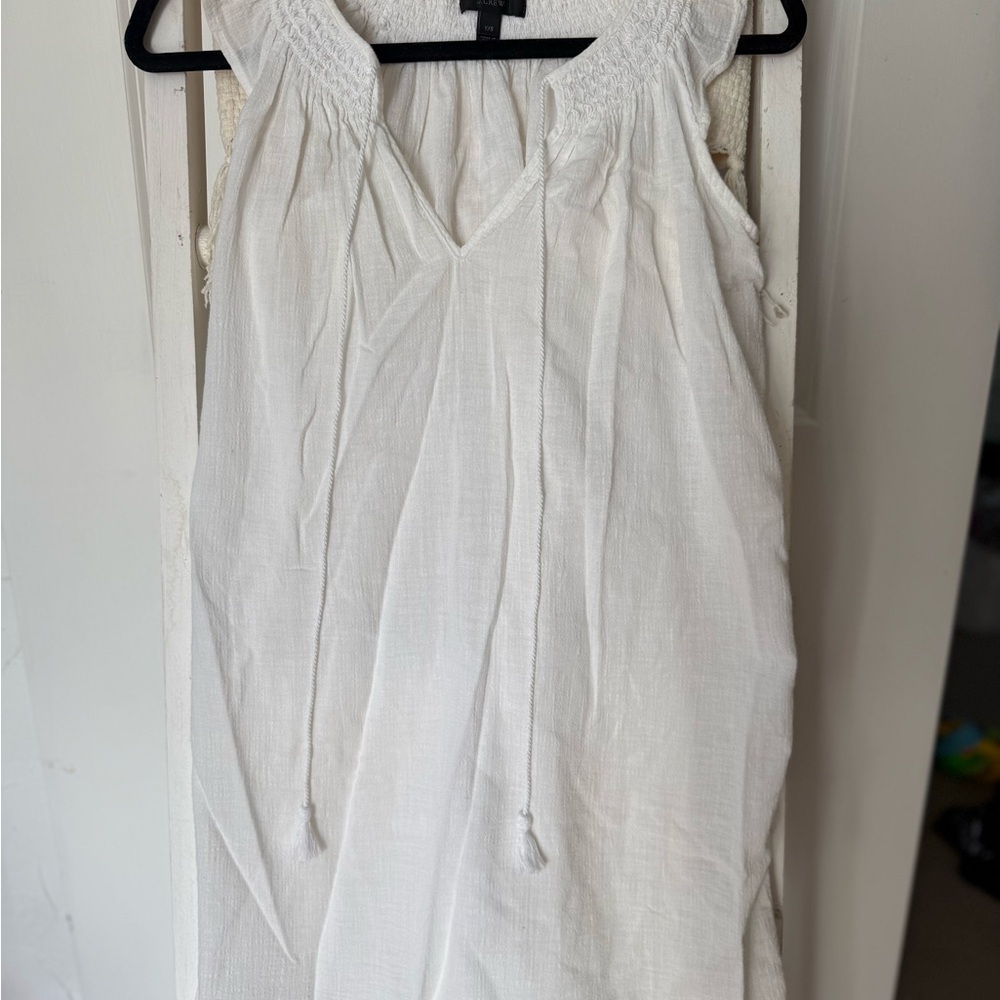J. Crew White Smocked Neck Sleeveless dress